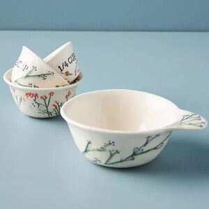 Anthropologie Handpainted Stoneware Dagny Measuring Cups Set of 4 New In Box NWT
